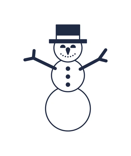 Рождественский Снеговик Изолированная Векторная Икона Веселого Рождества Счастливой Новогодней Иллюстрации — стоковый вектор