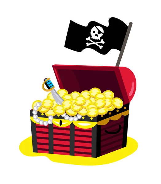 Cômoda Pirata Ícone Ouro Desenho Infantil Conceito Pirata Ilustração Vetorial — Vetor de Stock