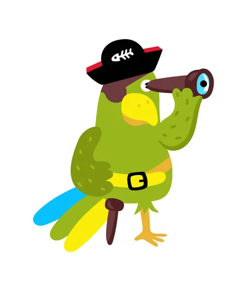 Loro Icono Del Sombrero Amartillado Dibujo Infantil Ilustración Vectorial Concepto — Archivo Imágenes Vectoriales