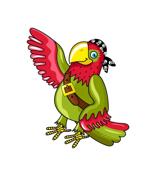 Pirate Parrot Bandana Icon Children Drawing Pirate Concept Vector Illustration — Stock Vector