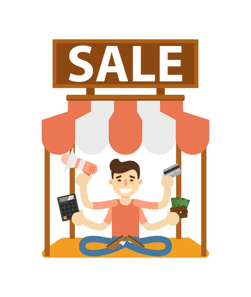 Vendeur sur icône du marché — Image vectorielle