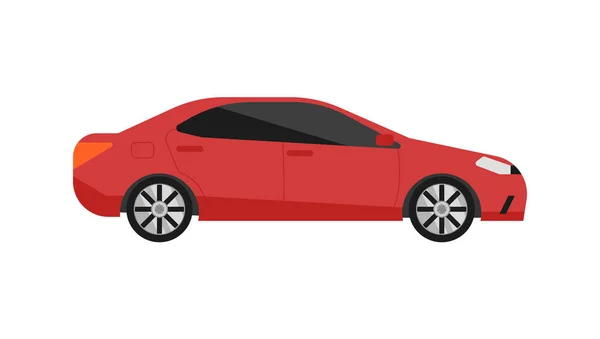 フラットデザインの赤いセダン車のアイコンベクトル — ストックベクタ