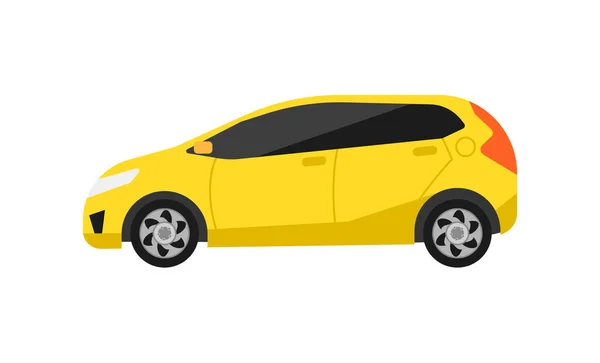 Yellow hatchback car icon vector in flat design — Stock Vector