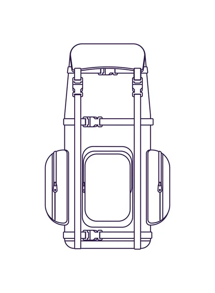 Kamp ve seyahat sırt çantası doğrusal simge vektörü — Stok Vektör