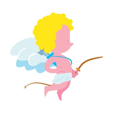 Sevimli küçük bebek melek karakteri izole edilmiş ikon