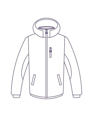 Touristic winter jacket isolated vector icon clipart