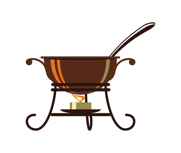 Cauldron for mulled wine isolated vector icon — Stock Vector