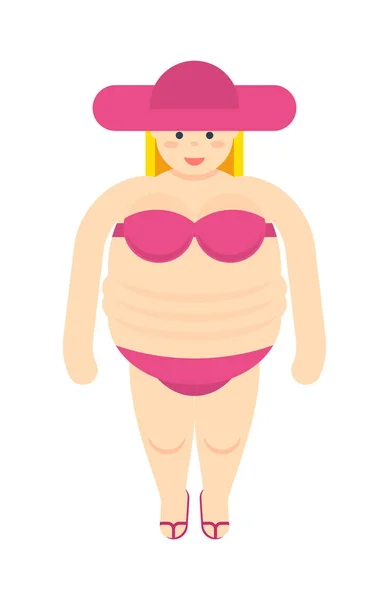 Kövér nő fürdőruha ikon — Stock Vector