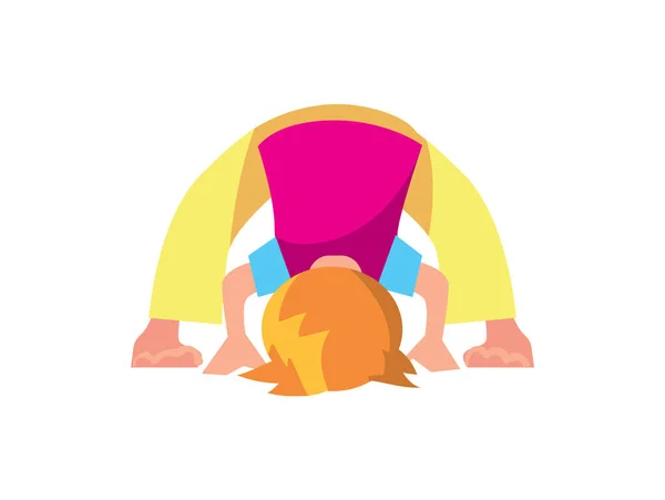 Kleine jongen in yoga pose vector icoon — Stockvector