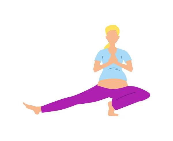Embarazo mujer en yoga pose vector icono — Archivo Imágenes Vectoriales