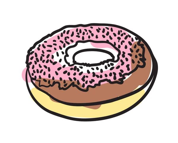 Doce donut mão desenhada ícone — Vetor de Stock