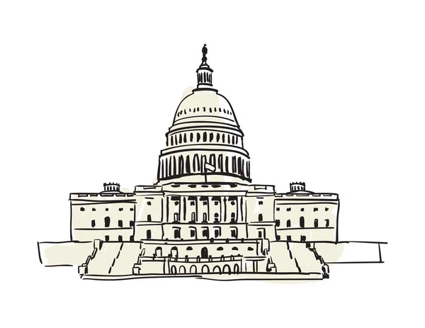 USA Bâtiment Capitol à Washington icône dessinée à la main — Image vectorielle