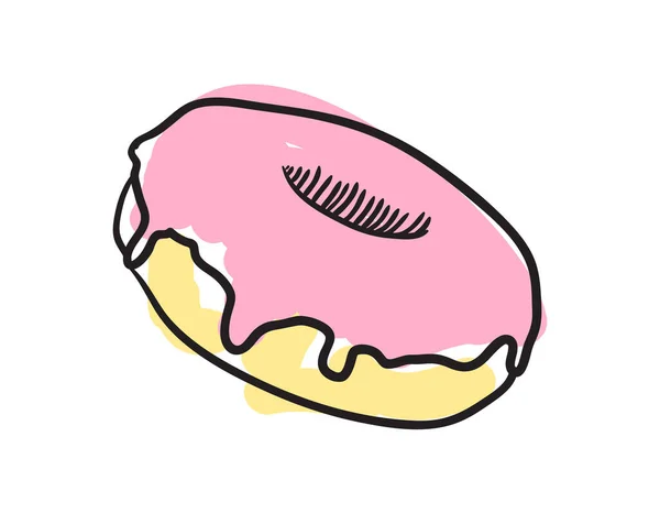 Ícone desenhado à mão donut vitrificado — Vetor de Stock