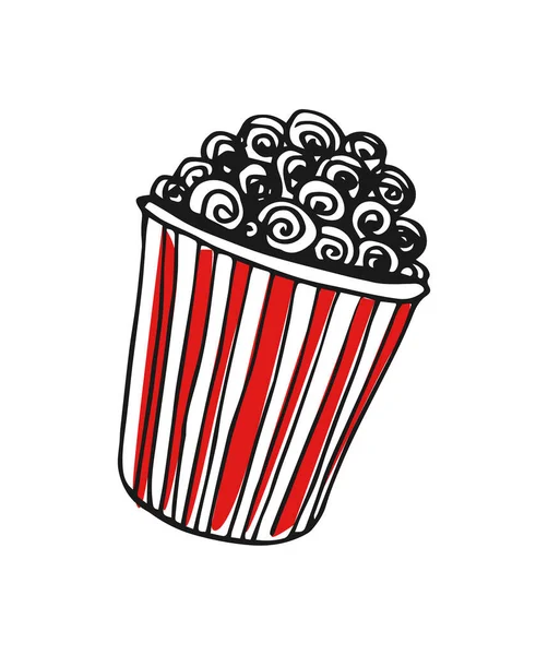 Popcorn in Pappschachtel handgezeichnetes Symbol — Stockvektor