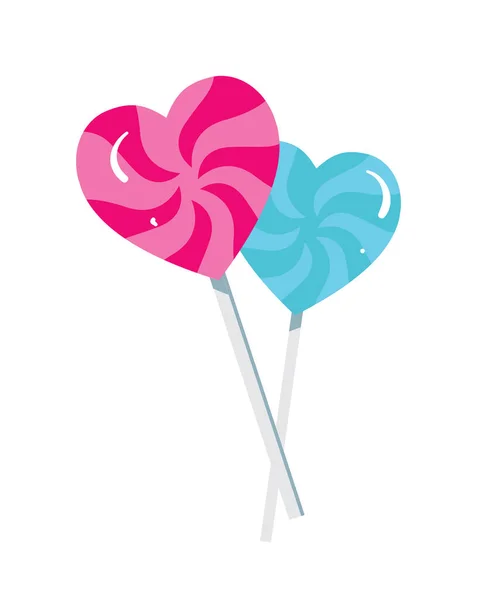 Valentinstag-Ikone mit Lutscher in Herzform — Stockvektor