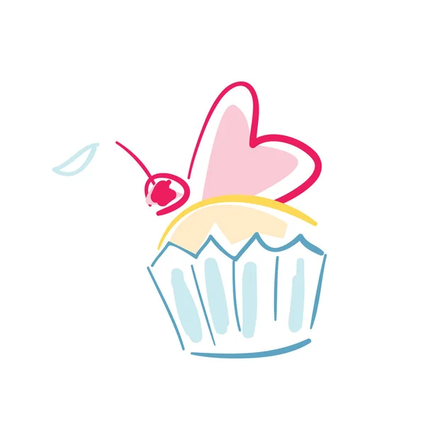 Boldog Valentin-napot ikon cupcake — Stock Vector