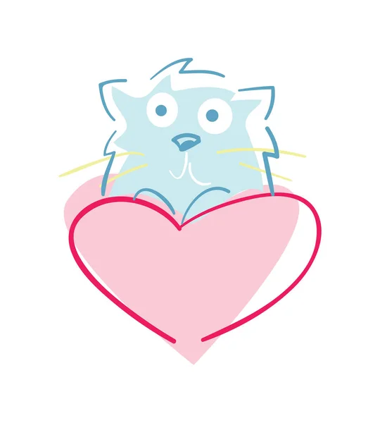 Feliz día de San Valentín icono con gato — Archivo Imágenes Vectoriales