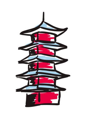 Pagoda kulesi el çizimi simgesi