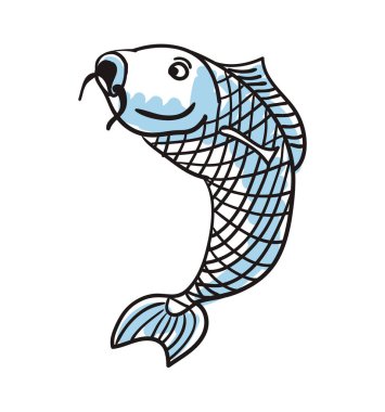 Koi sazan balığı elle çizilmiş ikon