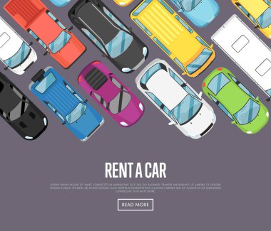 Modern şehir arabalarının olduğu bir araba posteri kirala.