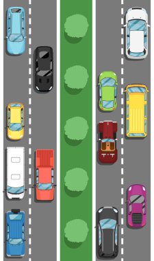 Trafikte trafik sıkışıklığı afişi düz stil