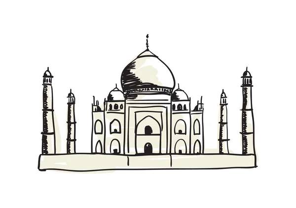 Taj Mahal icona disegnata a mano — Vettoriale Stock