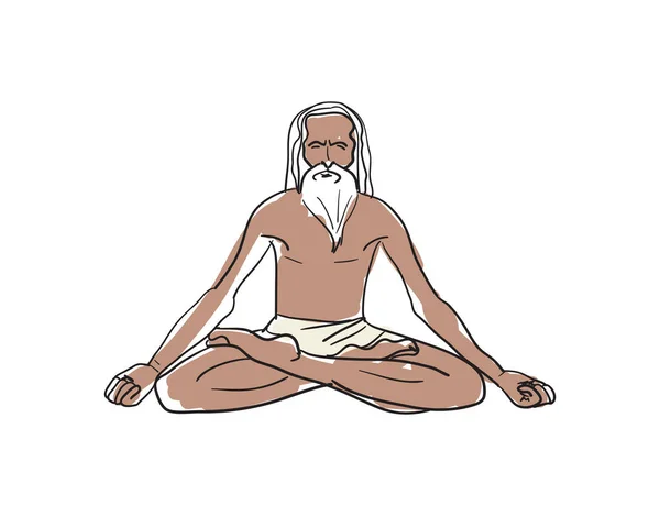 Mann in Lotus-Pose handgezeichnetes Symbol — Stockvektor