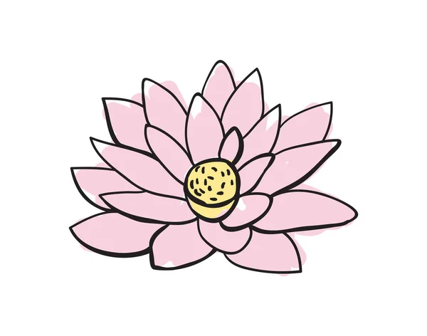 Flor de loto icono dibujado a mano — Vector de stock