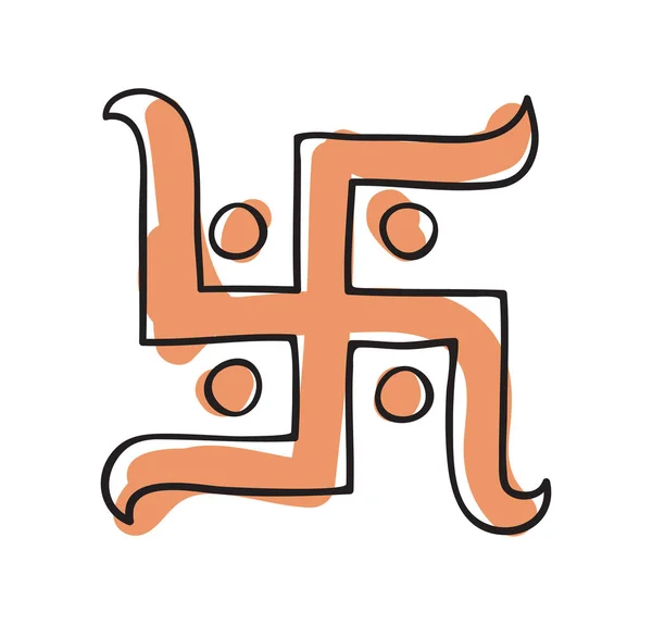 Símbolo da religião antiga indiana ícone desenhado à mão — Vetor de Stock