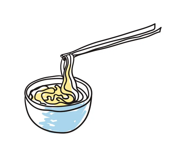 プレート手描きのアイコンの麺 — ストックベクタ