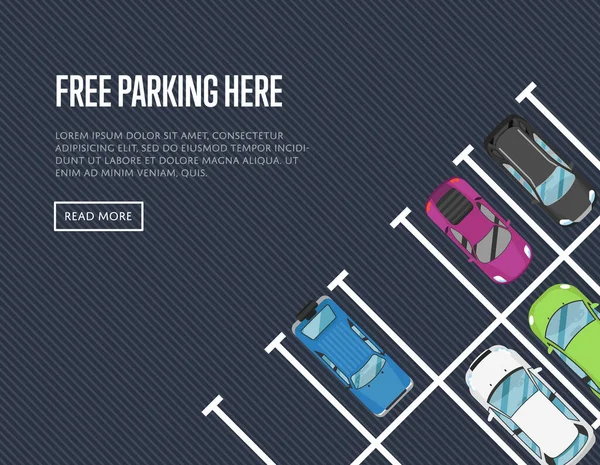 Parking gratis aquí póster en estilo plano — Archivo Imágenes Vectoriales