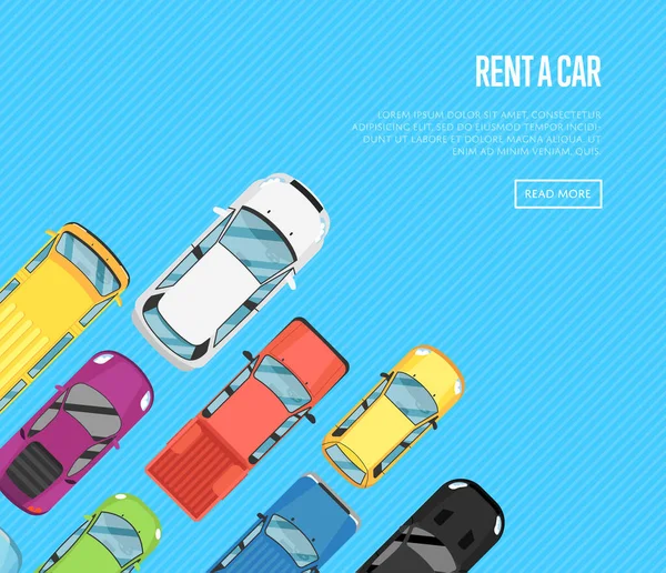 Оренда автомобіля плакат з видом на місто автомобілів — стоковий вектор