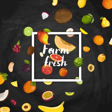 Çiftlik taze meyve vektörü posteri