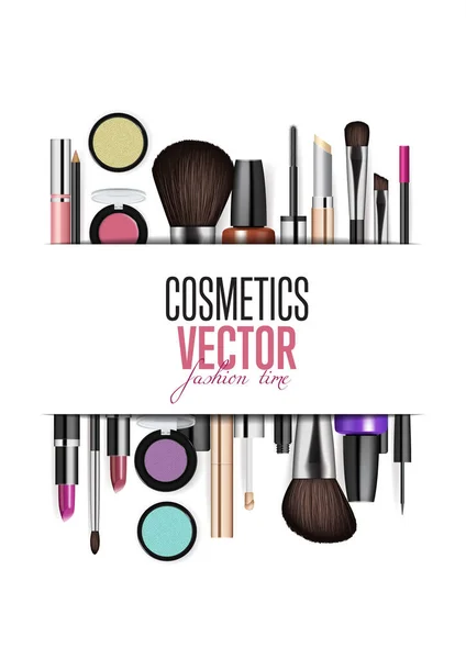 Cosmetische producten Assortiment Realisme Vector Banner — Stockvector