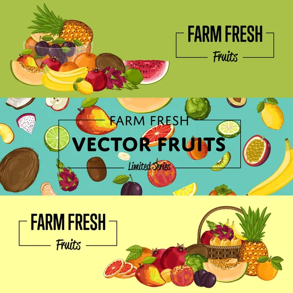 农场新鲜水果传单套 — 图库矢量图片