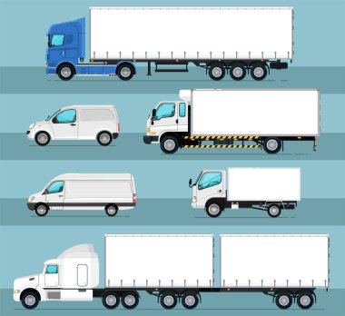 City commercial transport isolated set clipart