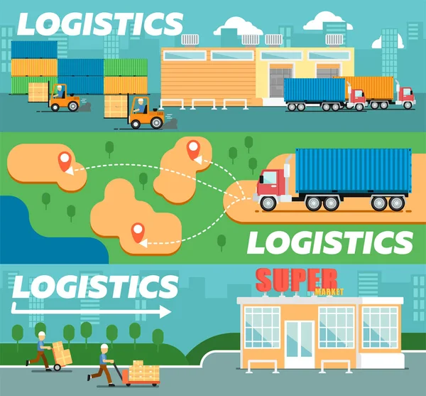 Locandina logistica e distribuzione al dettaglio — Vettoriale Stock