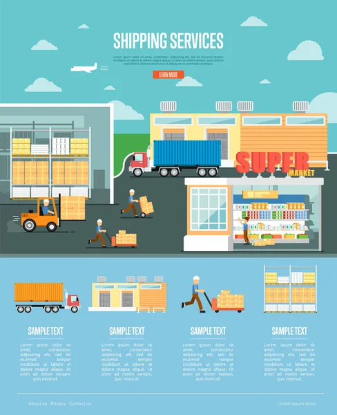 Přepravní a maloobchodní distribuční plakát — Stockový vektor