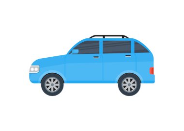 SUV araba izole edilmiş ikon. off road jeep, modern otomobil, insanlar ulaşım yan görüş vektör illüstrasyonu.