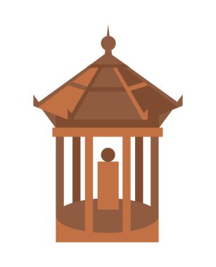 Eski tapınak ikonu. Antik kule, ortaçağ binası, antik mimari, Asya pagoda vektör çizimi.