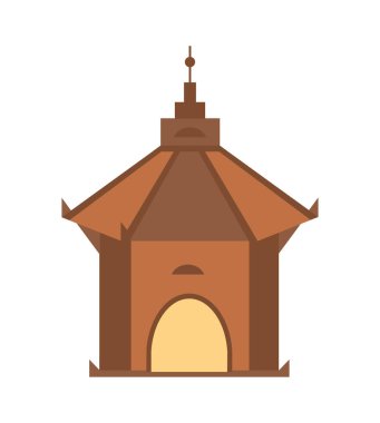 Antik mimari izole edilmiş bir ikon. Antik kule, ortaçağ binası, eski tapınak, Asya pagoda vektör çizimi.