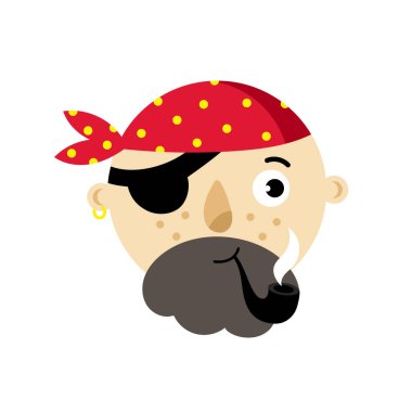 Korsan kafa ikonu. Korsan aksesuarları çizen çocuklar beyaz arkaplanda izole edilmiş vektör çizimleri.