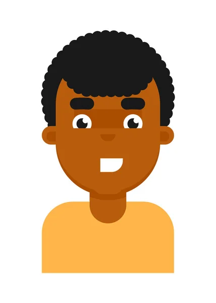 黑人男孩神通快乐的面部表情 年轻的非洲男人的脸 人们的情感图标 情感向量图以白色背景隔离 — 图库矢量图片