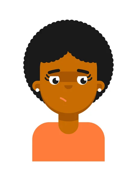 Мечтательное Выражение Лица Черной Девушки Аватар Лицо Молодой Африканки Икона — стоковый вектор