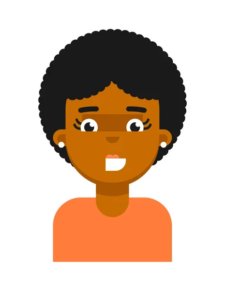 Feliz Expresión Facial Avatar Chica Negra Cara Mujer Africana Joven — Archivo Imágenes Vectoriales