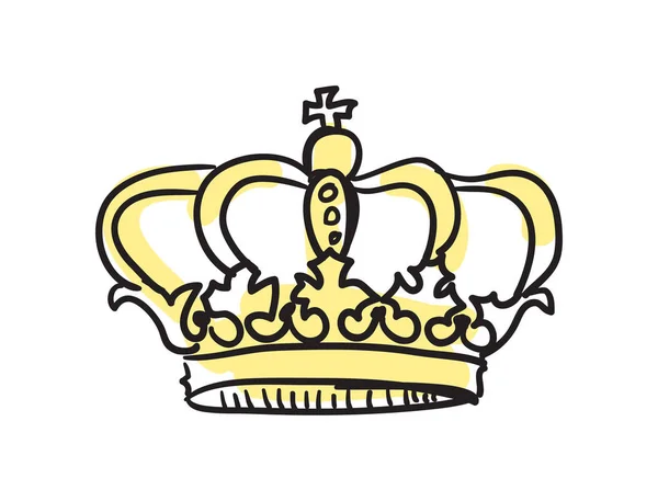 Corona Reina Dibujado Mano Icono Aislado Gran Bretaña Cultura Elemento — Vector de stock