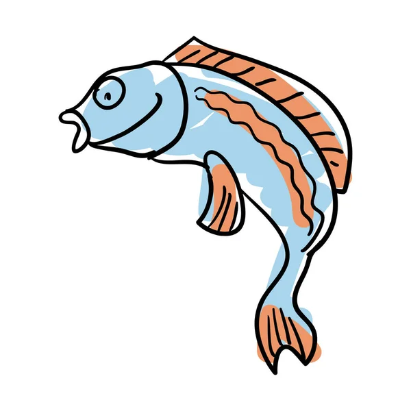 Handgezeichnetes Symbol Für Meeresfische Natürliche Meeresfrüchte Skizze Restaurant Menü Vektor — Stockvektor