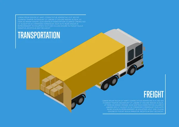 带有货车隔离向量说明的运输货运概念 货车等距图标 本地送货服务 分销业务 货物运输概念 — 图库矢量图片