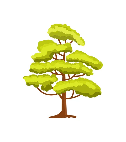 Dekorativa Gröna Träd Vektor Ikon Skogselement Tecknad Stil Vektor Illustration — Stock vektor
