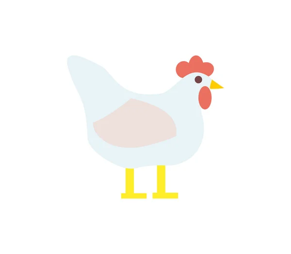 Cute Chicken Vector Illustration Isolated White Background Farm Animal Domestic — Stock Vector